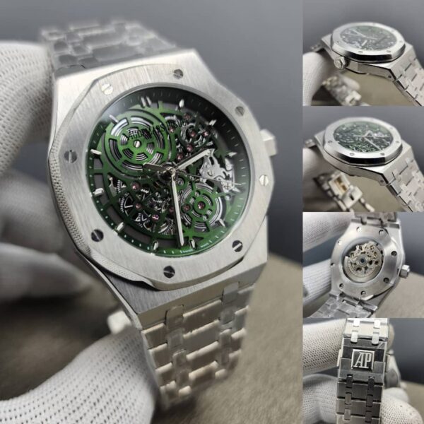 Audemars Piguet Royal Oak Double Balance Wheel Openworked Silver Gold Green Chronograph